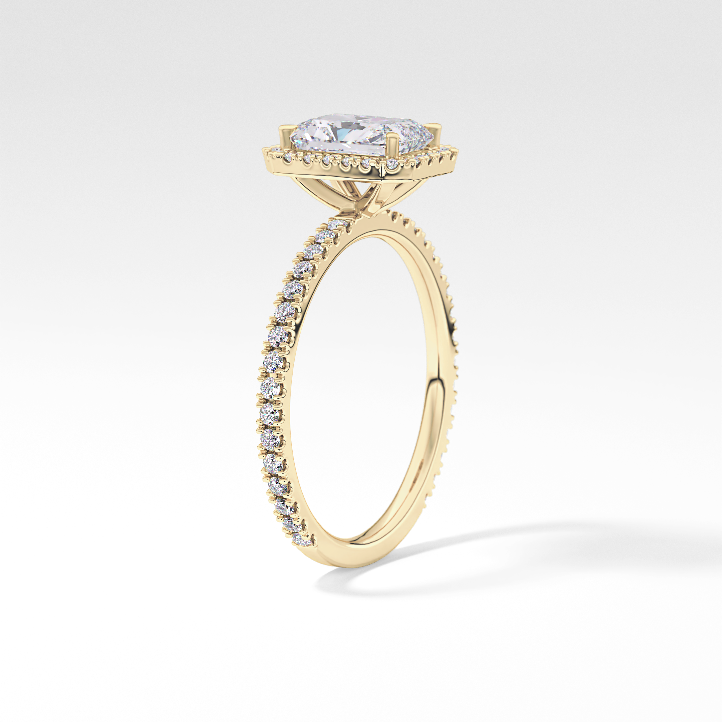 Radiant Halo &  Pave Lab Grown Diamond Engagement Ring