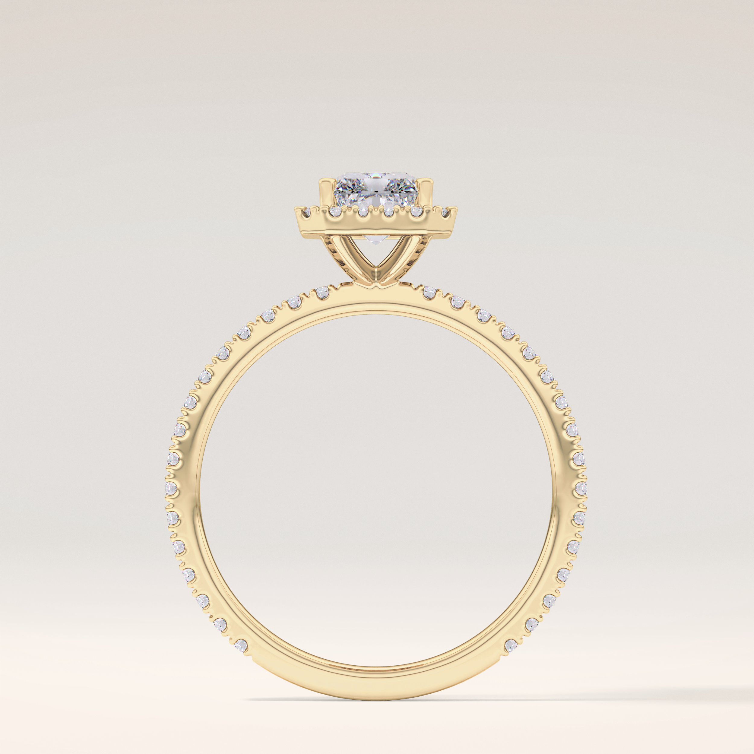 1.21 CT Radiant Shaped Halo & Pave Moissanite Engagement Ring