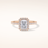 1.21 CT Radiant Shaped Halo & Pave Moissanite Engagement Ring