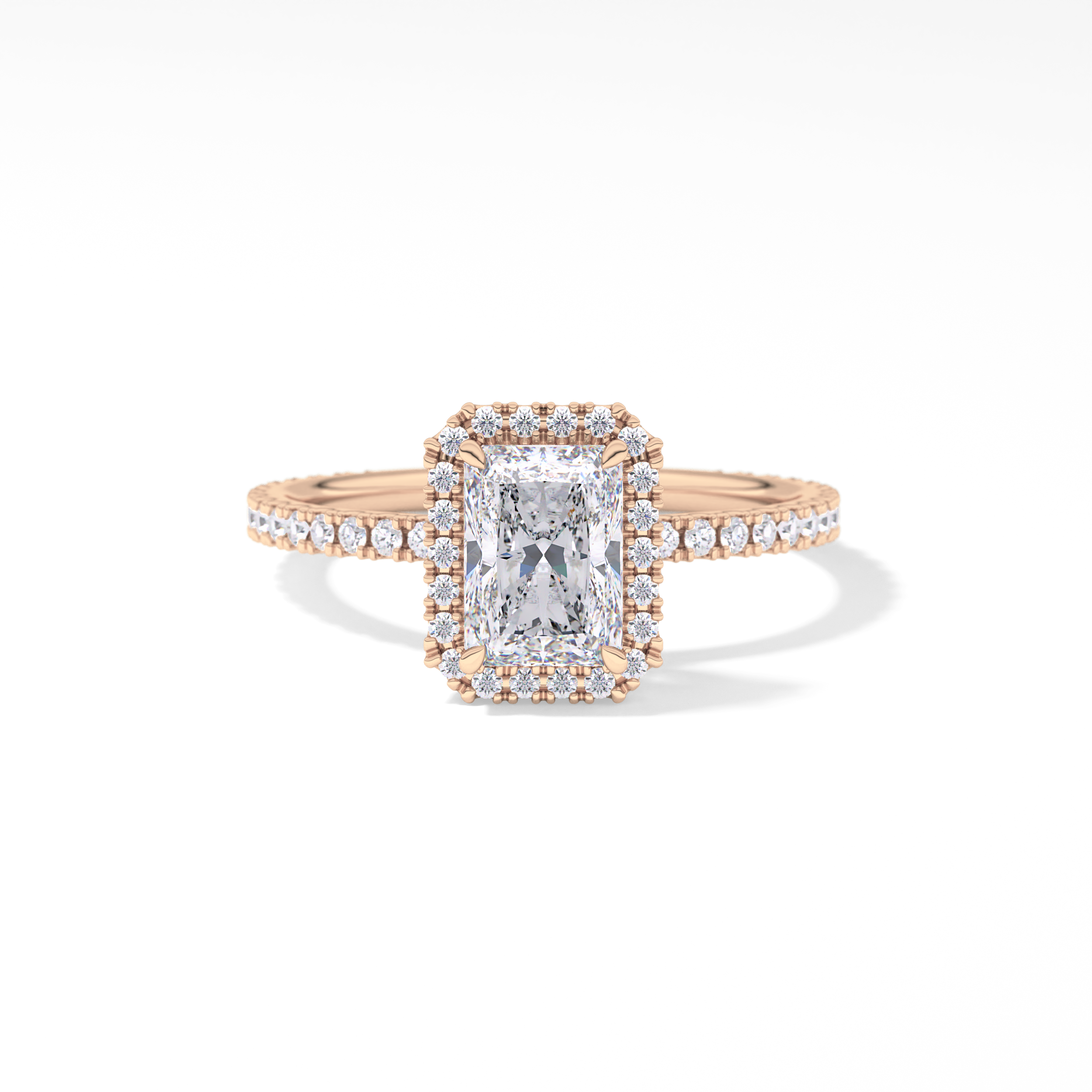 Radiant Halo &  Pave Lab Grown Diamond Engagement Ring