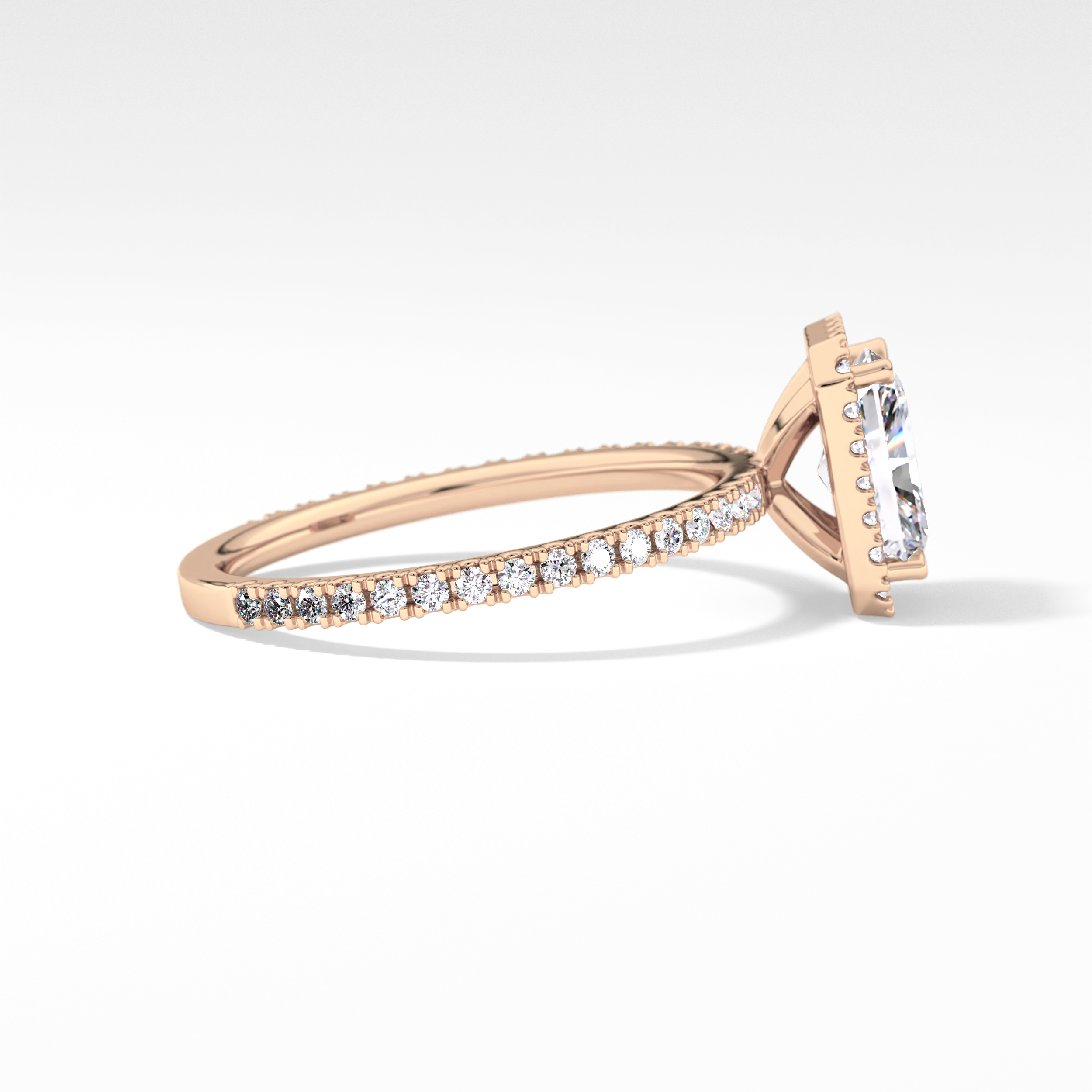 Radiant Halo &  Pave Lab Grown Diamond Engagement Ring
