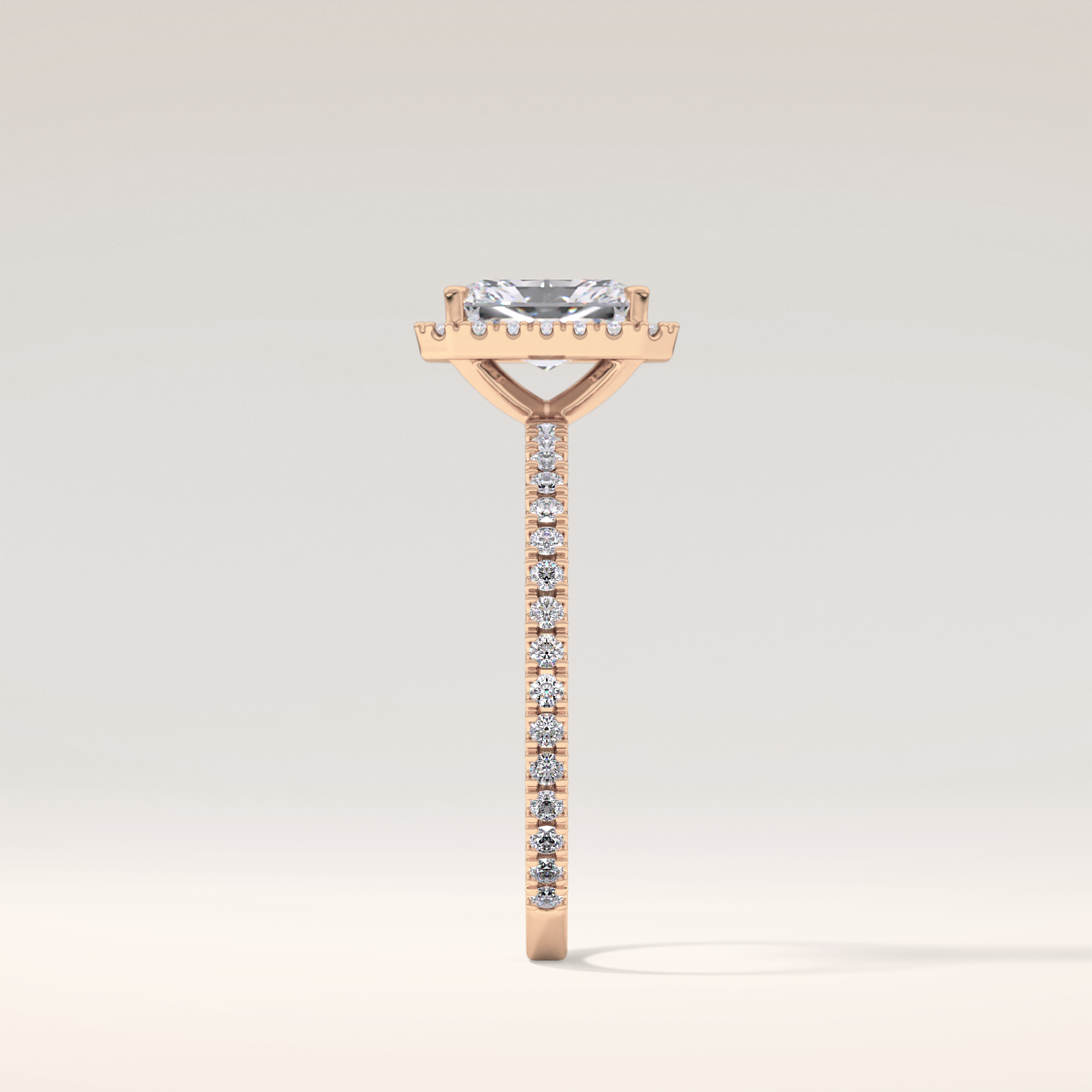 1.21 CT Radiant Shaped Halo & Pave Moissanite Engagement Ring
