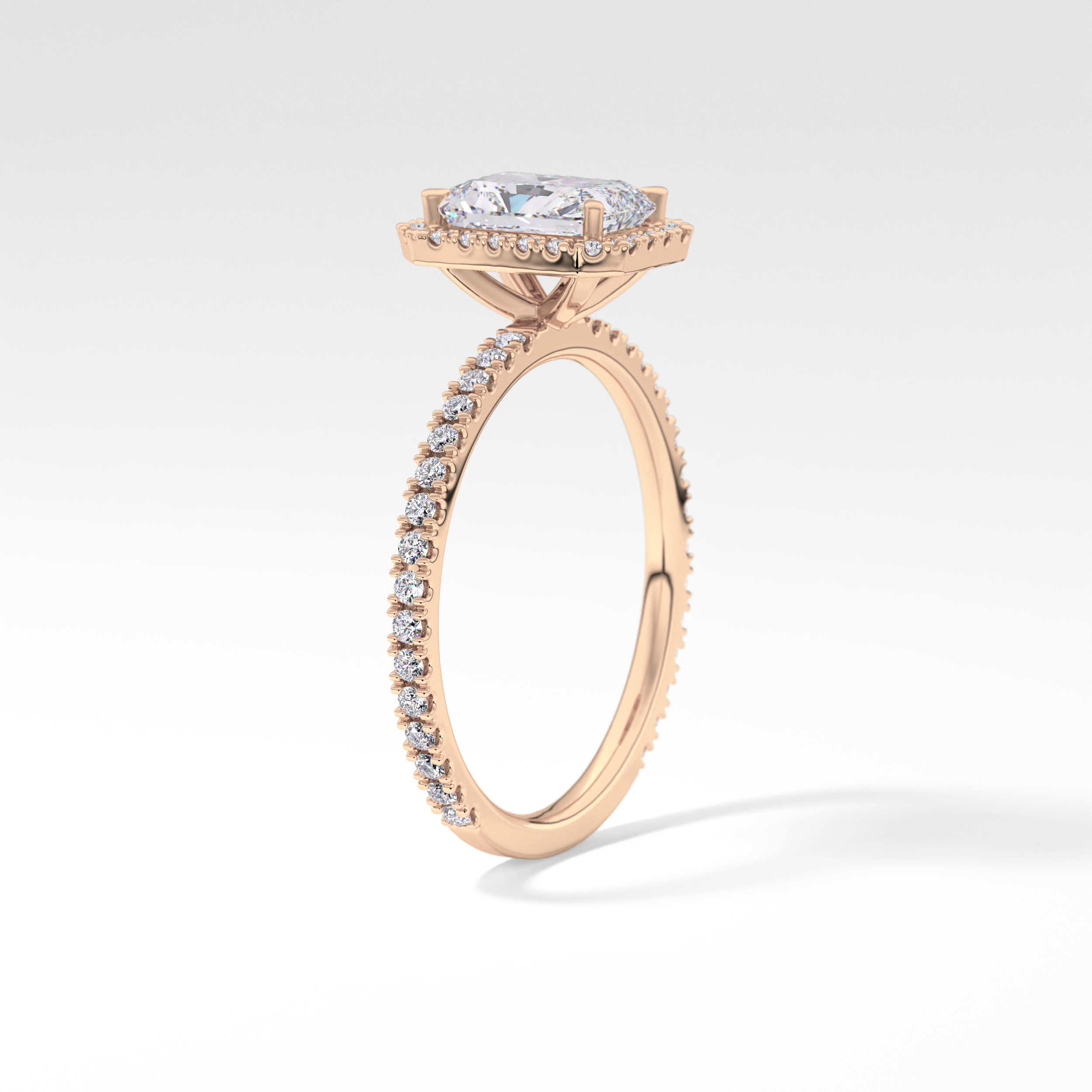 Radiant Halo &  Pave Lab Grown Diamond Engagement Ring