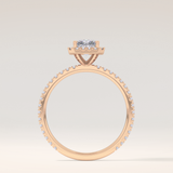 1.21 CT Radiant Shaped Halo & Pave Moissanite Engagement Ring
