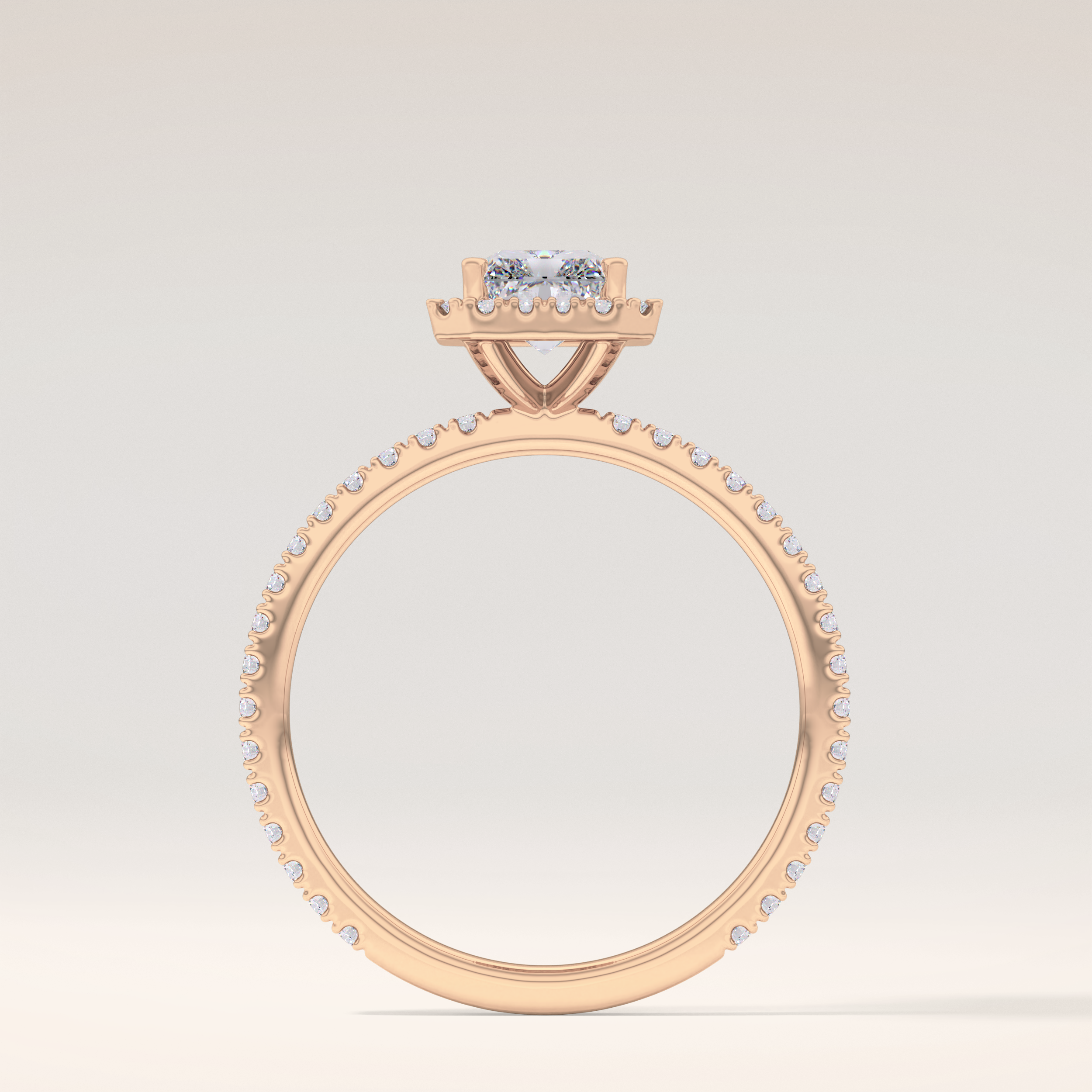 1.21 CT Radiant Shaped Halo & Pave Moissanite Engagement Ring