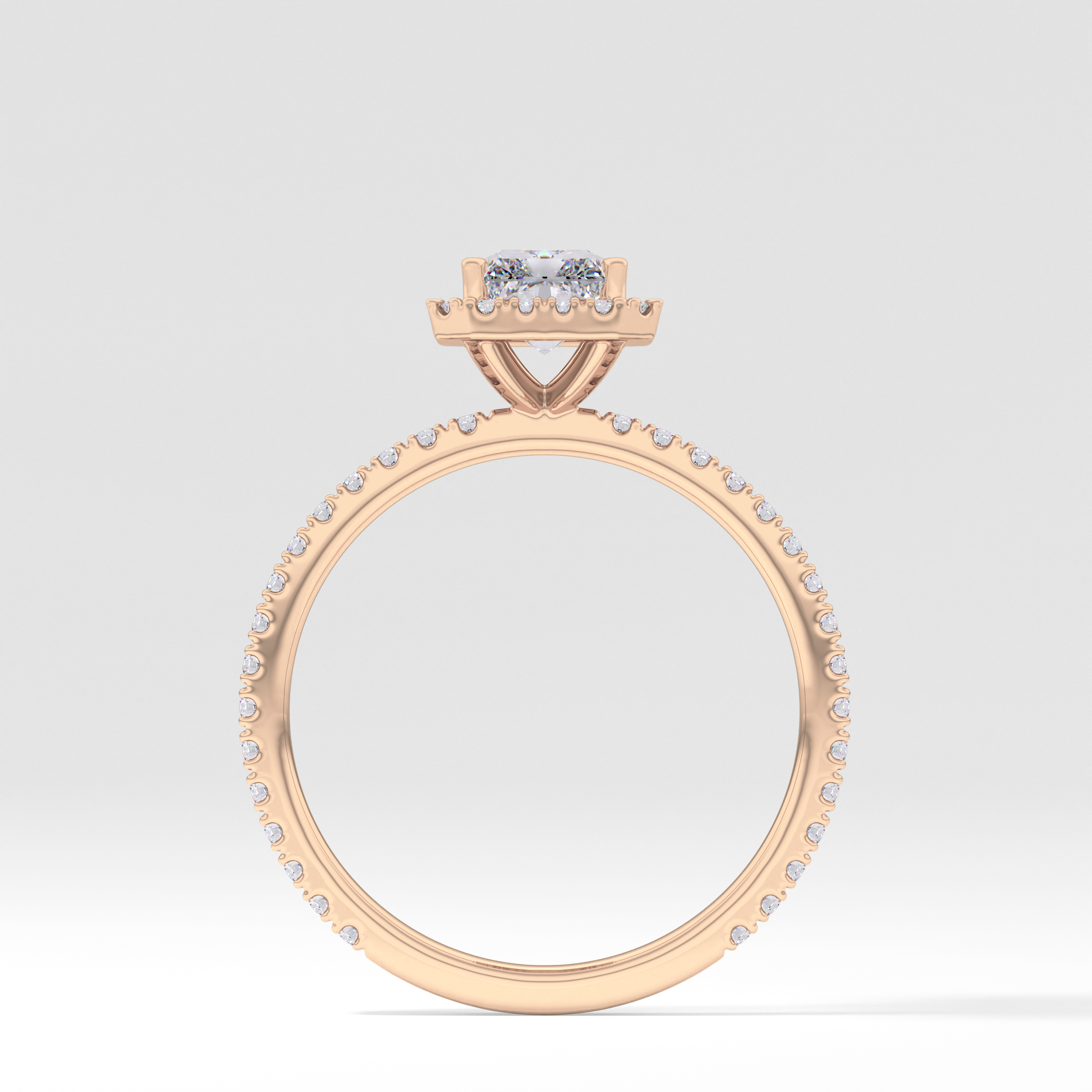 Radiant Halo &  Pave Lab Grown Diamond Engagement Ring