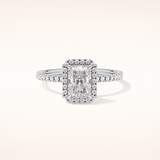 1.21 CT Radiant Shaped Halo & Pave Moissanite Engagement Ring