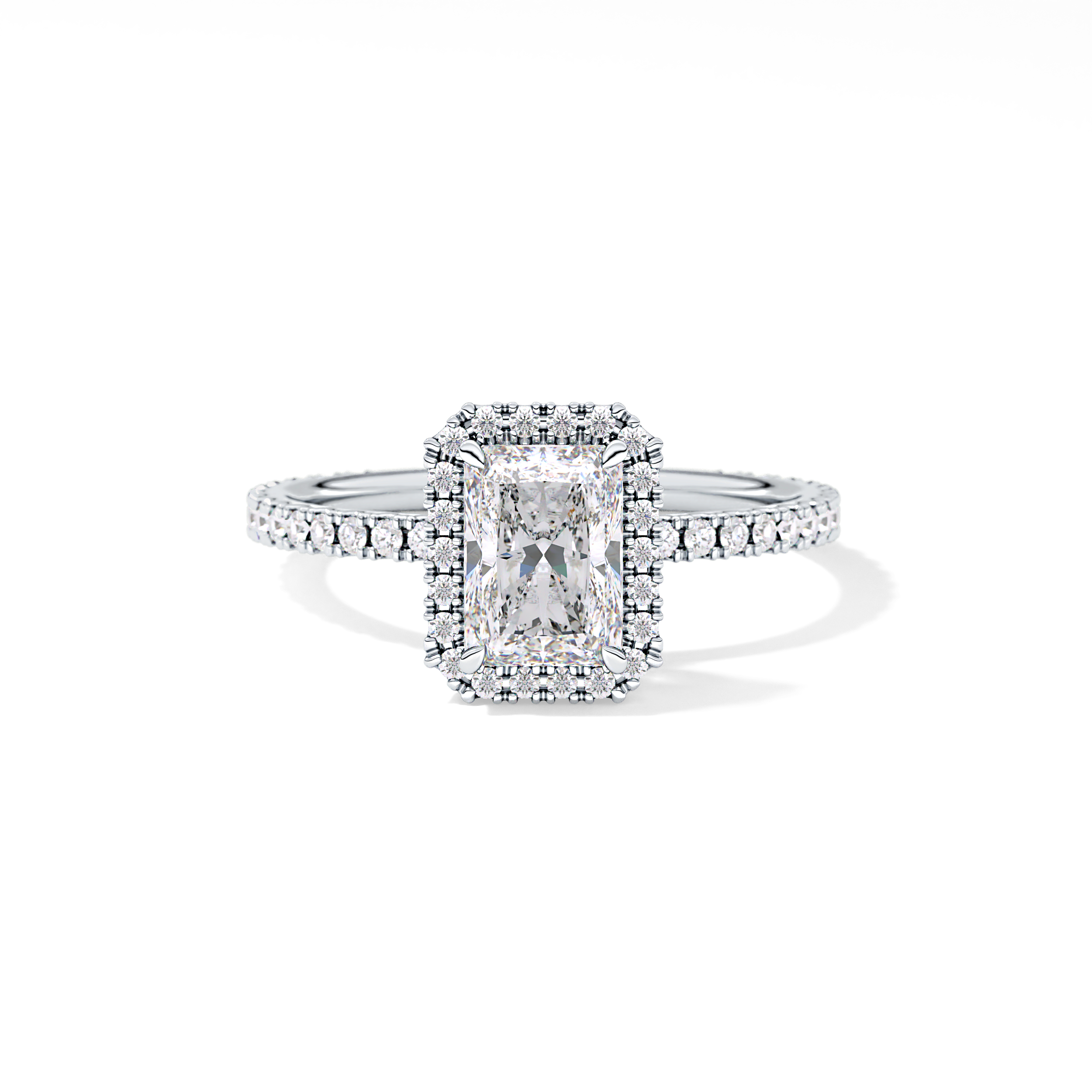 Radiant Halo &  Pave Lab Grown Diamond Engagement Ring