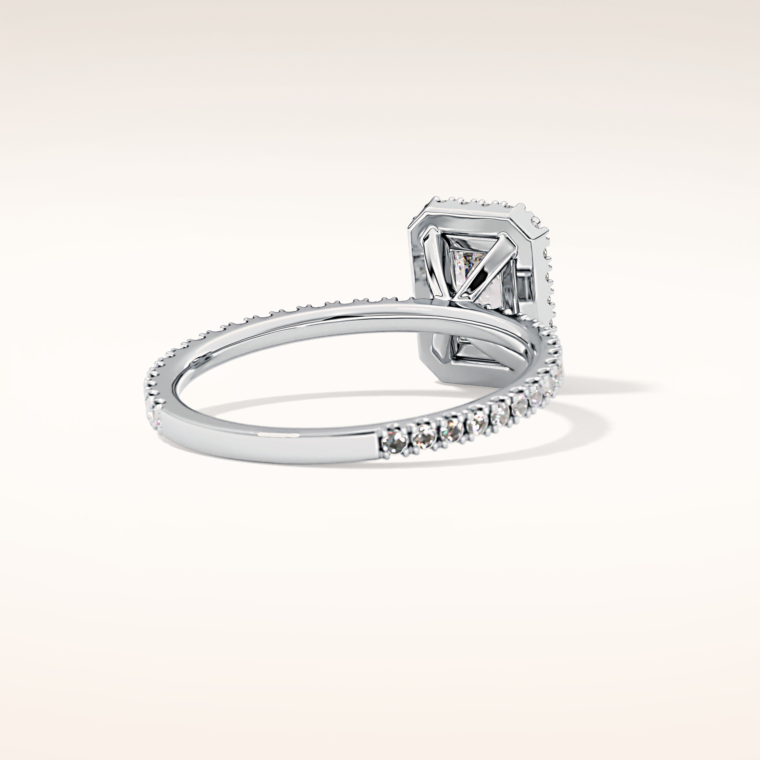 1.21 CT Radiant Shaped Halo & Pave Moissanite Engagement Ring