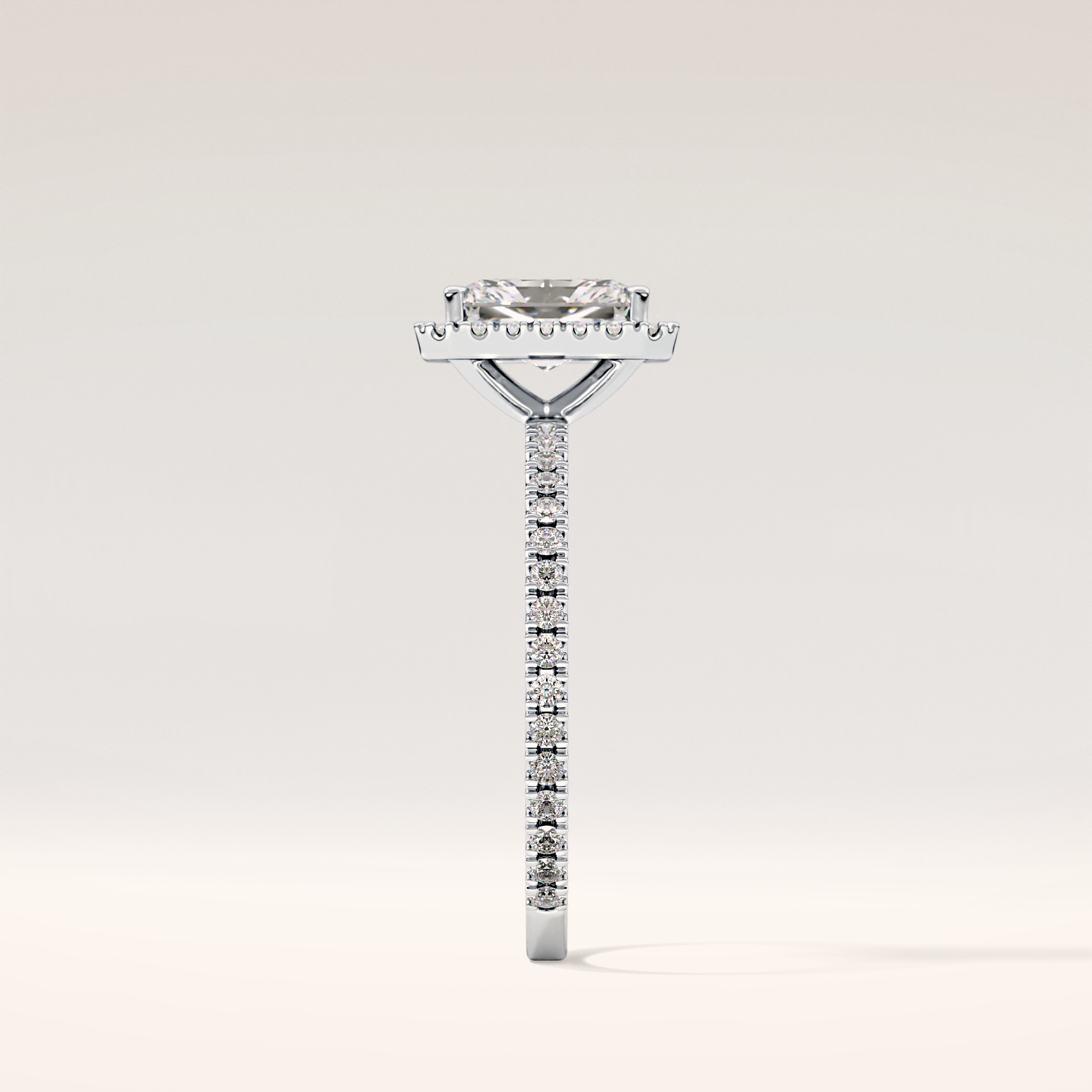 1.21 CT Radiant Shaped Halo & Pave Moissanite Engagement Ring