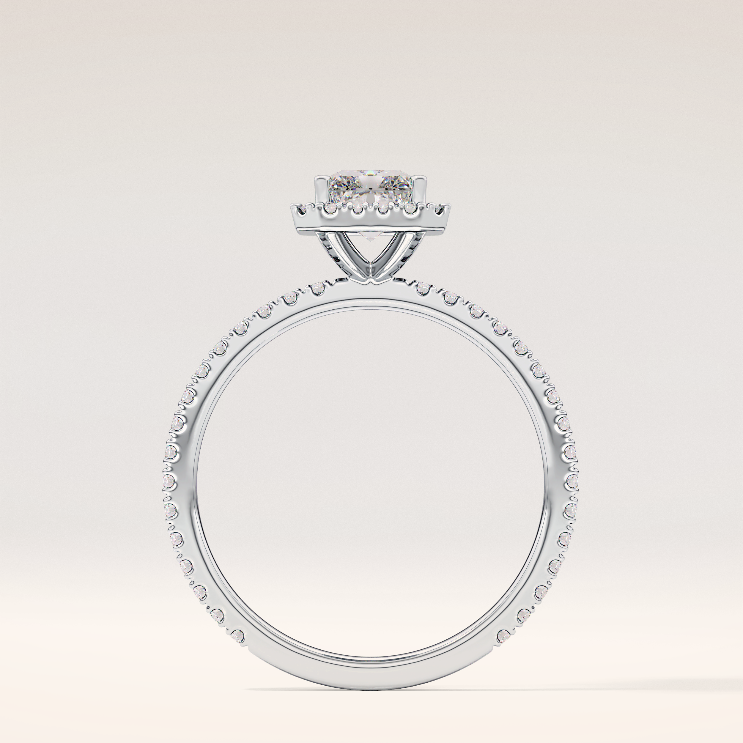 1.21 CT Radiant Shaped Halo & Pave Moissanite Engagement Ring