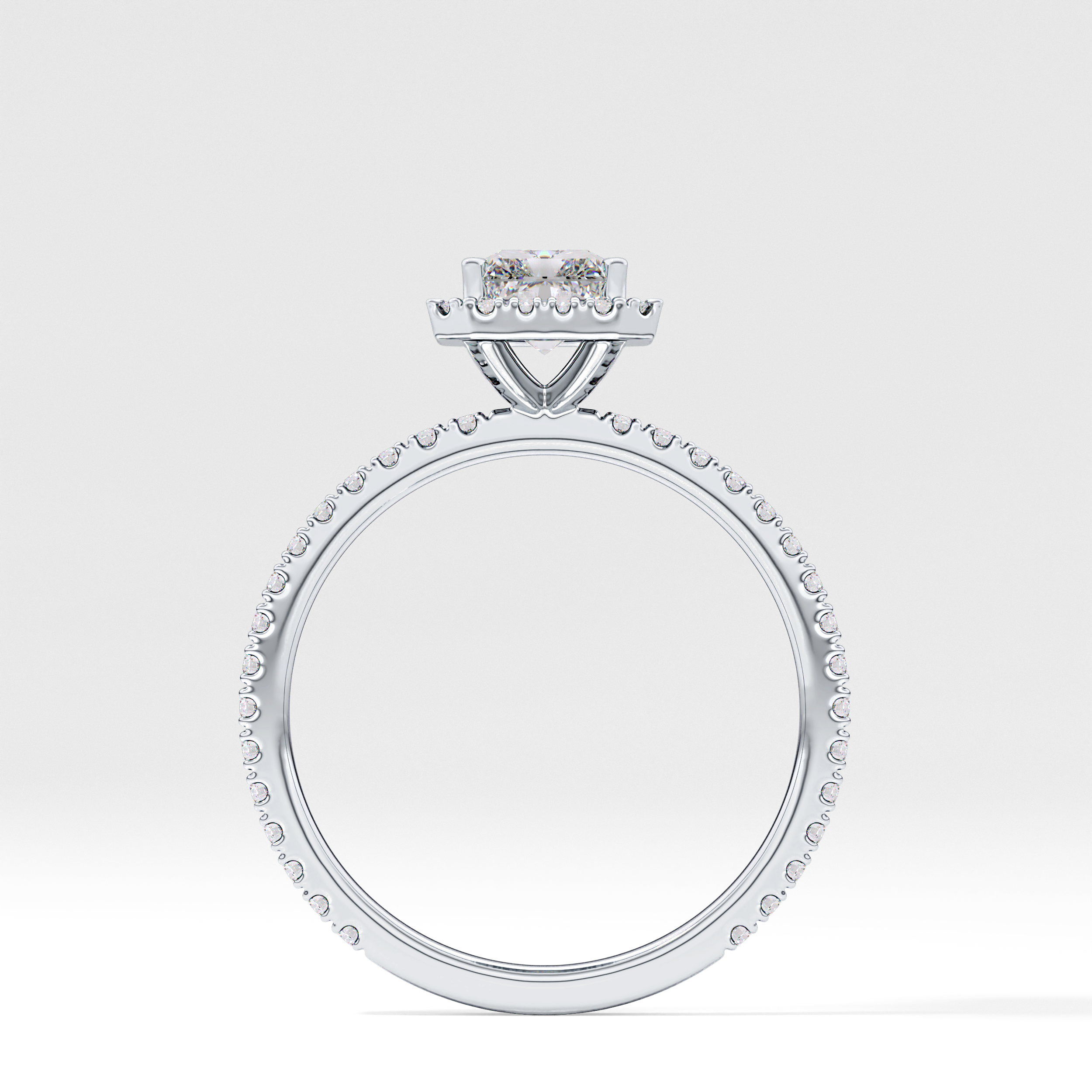 Radiant Halo &  Pave Lab Grown Diamond Engagement Ring