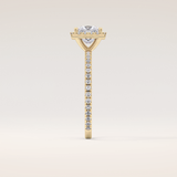 1.04 CT Princess Shaped Halo & Pave Moissanite Engagement Ring