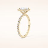 1.04 CT Princess Shaped Halo & Pave Moissanite Engagement Ring