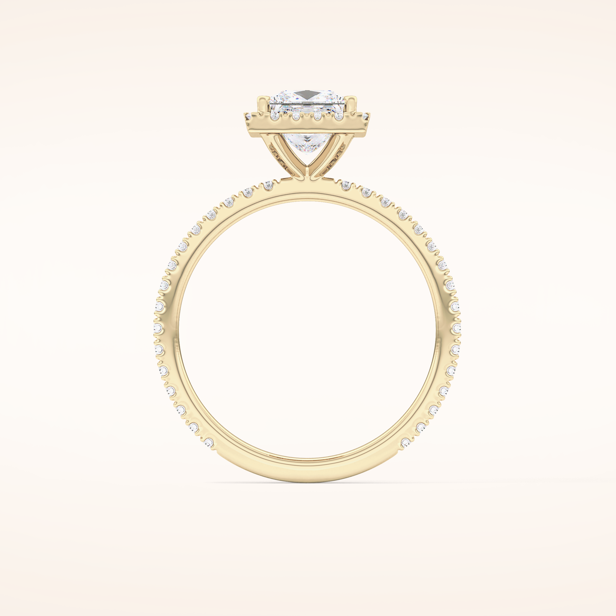 1.04 CT Princess Shaped Halo & Pave Moissanite Engagement Ring