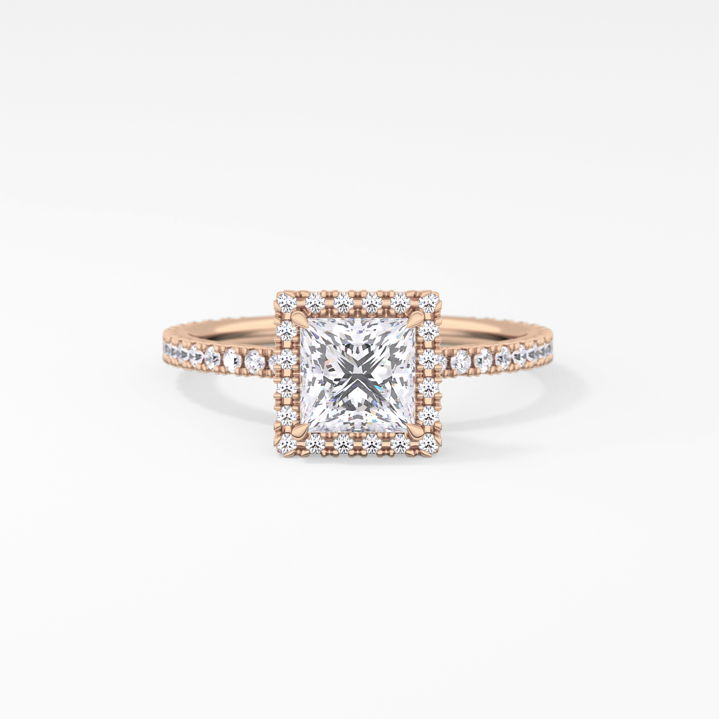 Princess Halo & Pave Lab Grown Diamond Engagement Ring
