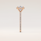 1.04 CT Princess Shaped Halo & Pave Moissanite Engagement Ring