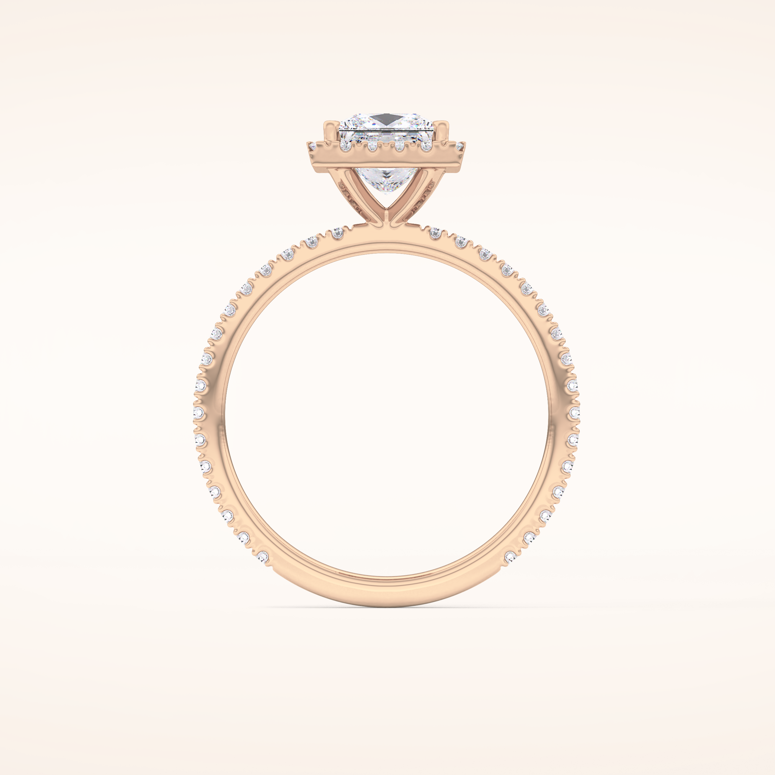 1.04 CT Princess Shaped Halo & Pave Moissanite Engagement Ring