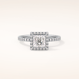 1.04 CT Princess Shaped Halo & Pave Moissanite Engagement Ring