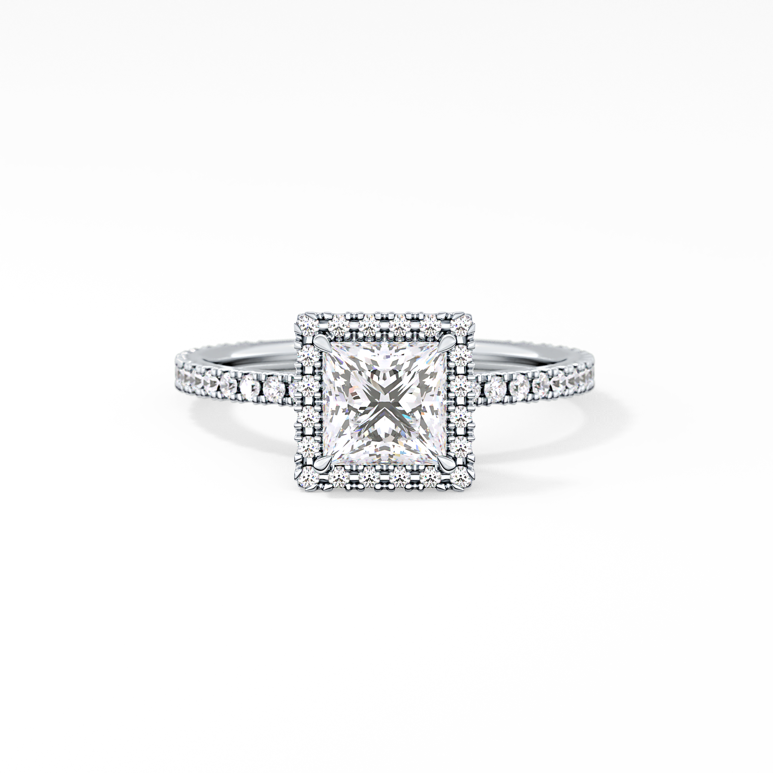 Princess Halo & Pave Lab Grown Diamond Engagement Ring