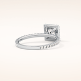1.04 CT Princess Shaped Halo & Pave Moissanite Engagement Ring