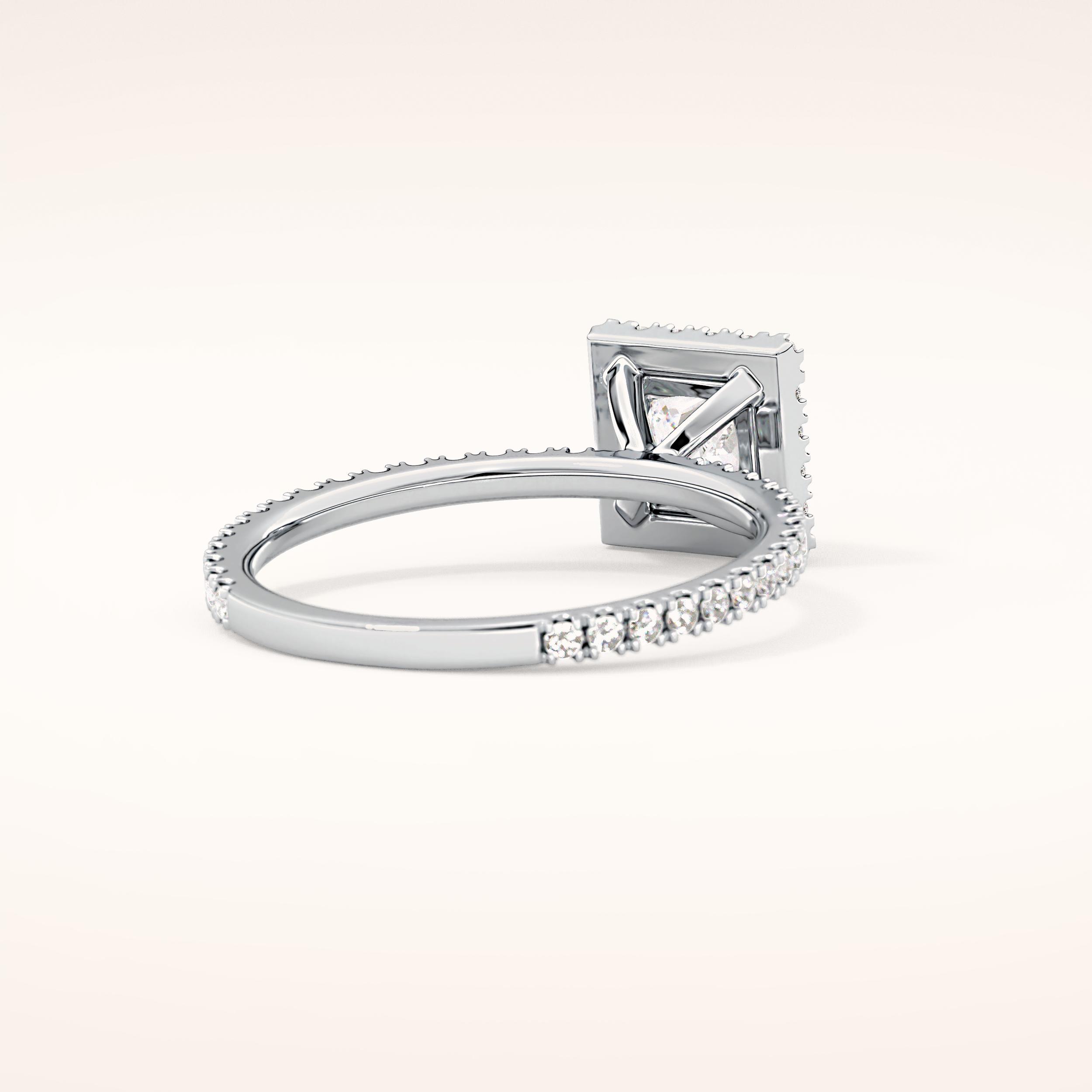 1.04 CT Princess Shaped Halo & Pave Moissanite Engagement Ring