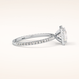 1.04 CT Princess Shaped Halo & Pave Moissanite Engagement Ring