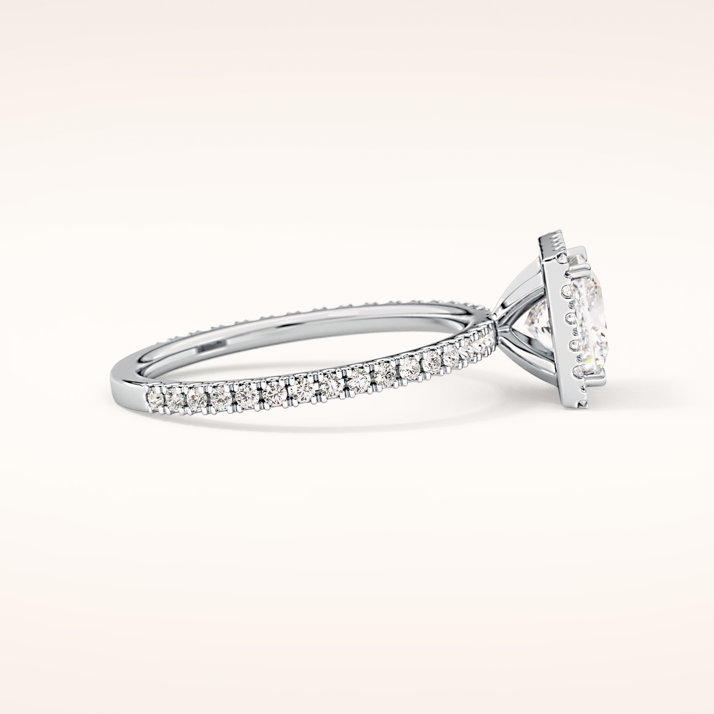 1.04 CT Princess Shaped Halo & Pave Moissanite Engagement Ring