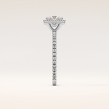 1.04 CT Princess Shaped Halo & Pave Moissanite Engagement Ring