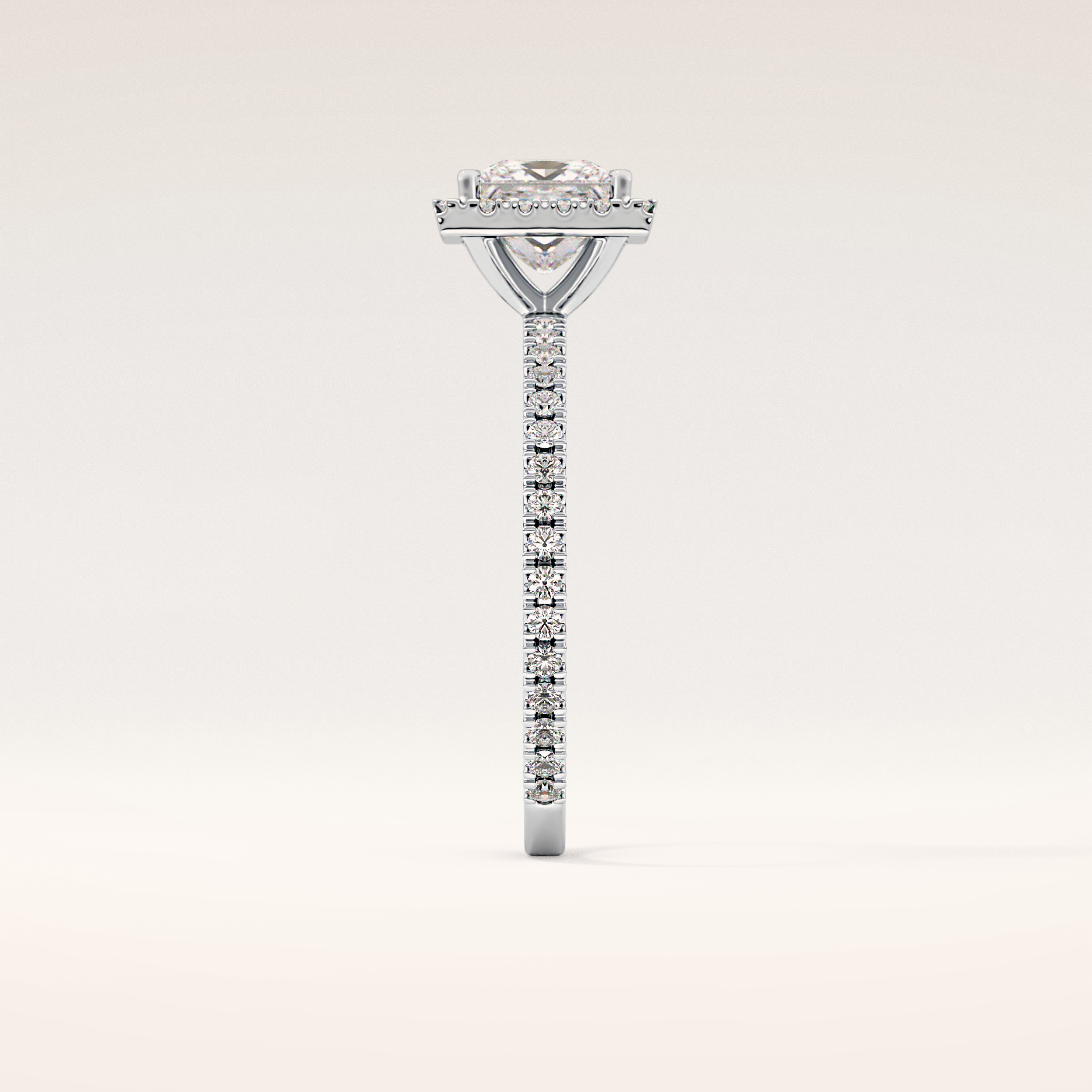 1.04 CT Princess Shaped Halo & Pave Moissanite Engagement Ring