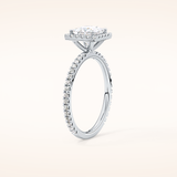 1.04 CT Princess Shaped Halo & Pave Moissanite Engagement Ring