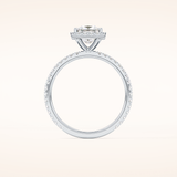 1.04 CT Princess Shaped Halo & Pave Moissanite Engagement Ring