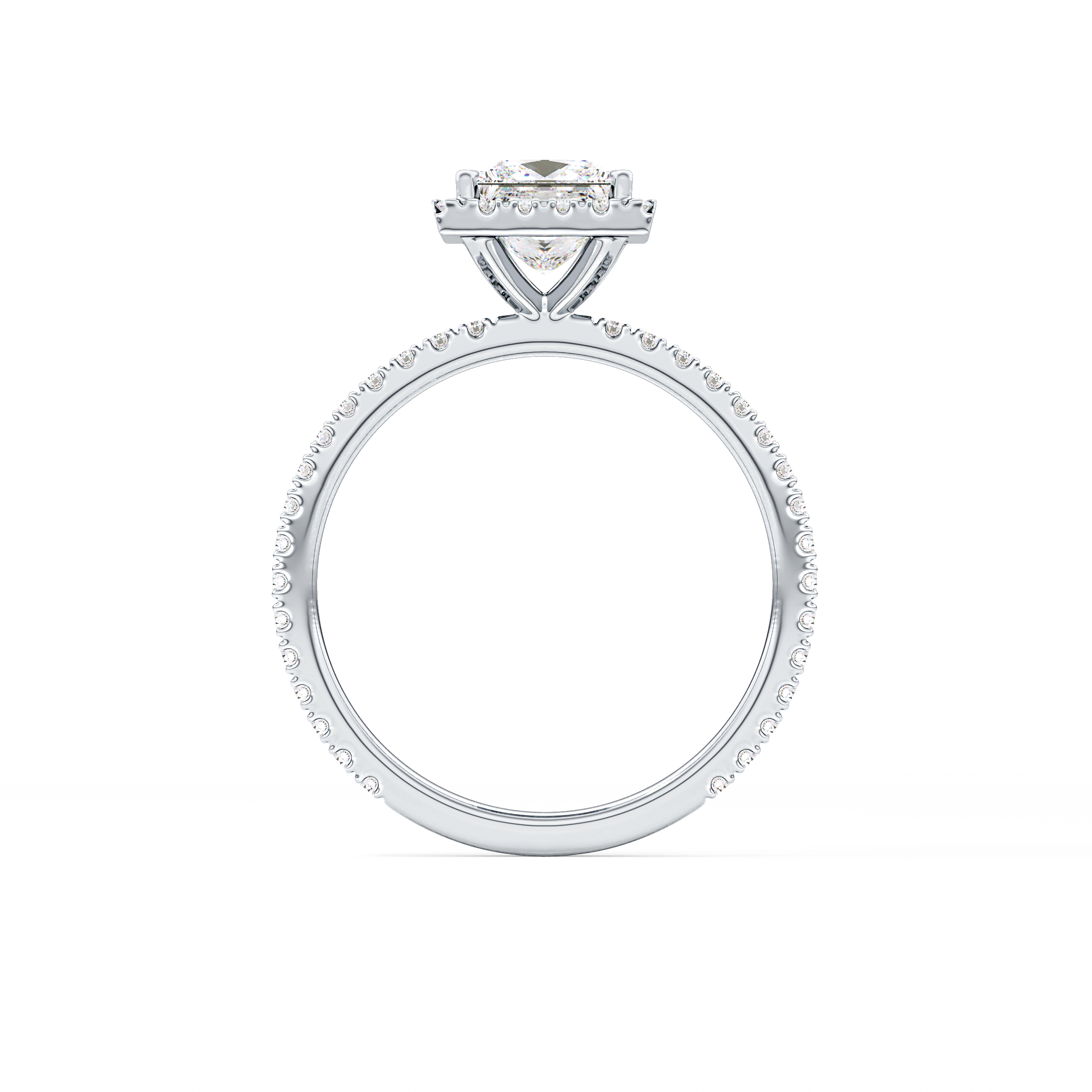 Princess Halo & Pave Lab Grown Diamond Engagement Ring