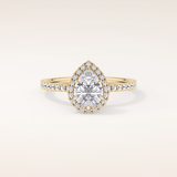 0.86 CT Pear Shaped Halo & Pave Moissanite Engagement Ring