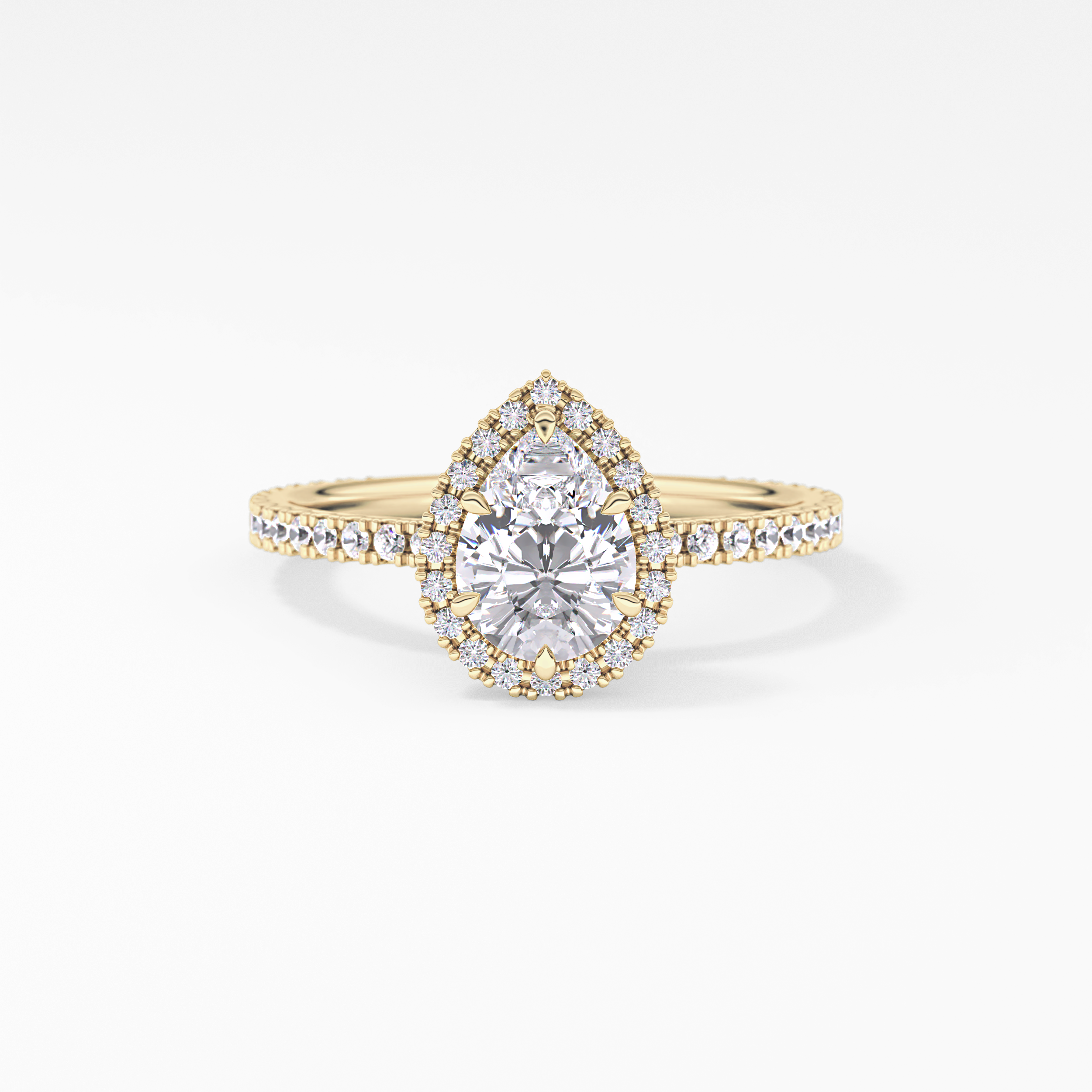 Pear Halo & Pave Lab Grown Diamond Engagement Ring