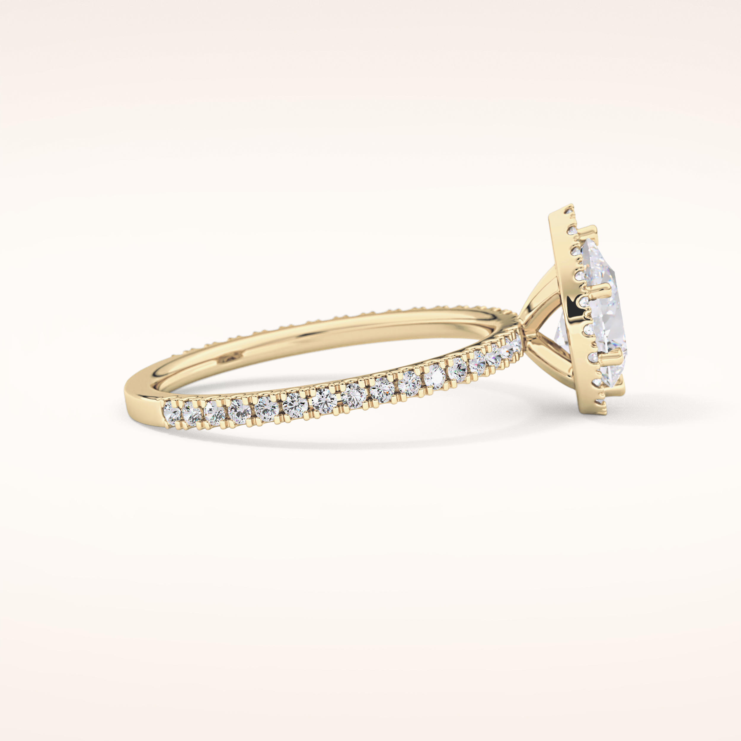 0.86 CT Pear Shaped Halo & Pave Moissanite Engagement Ring