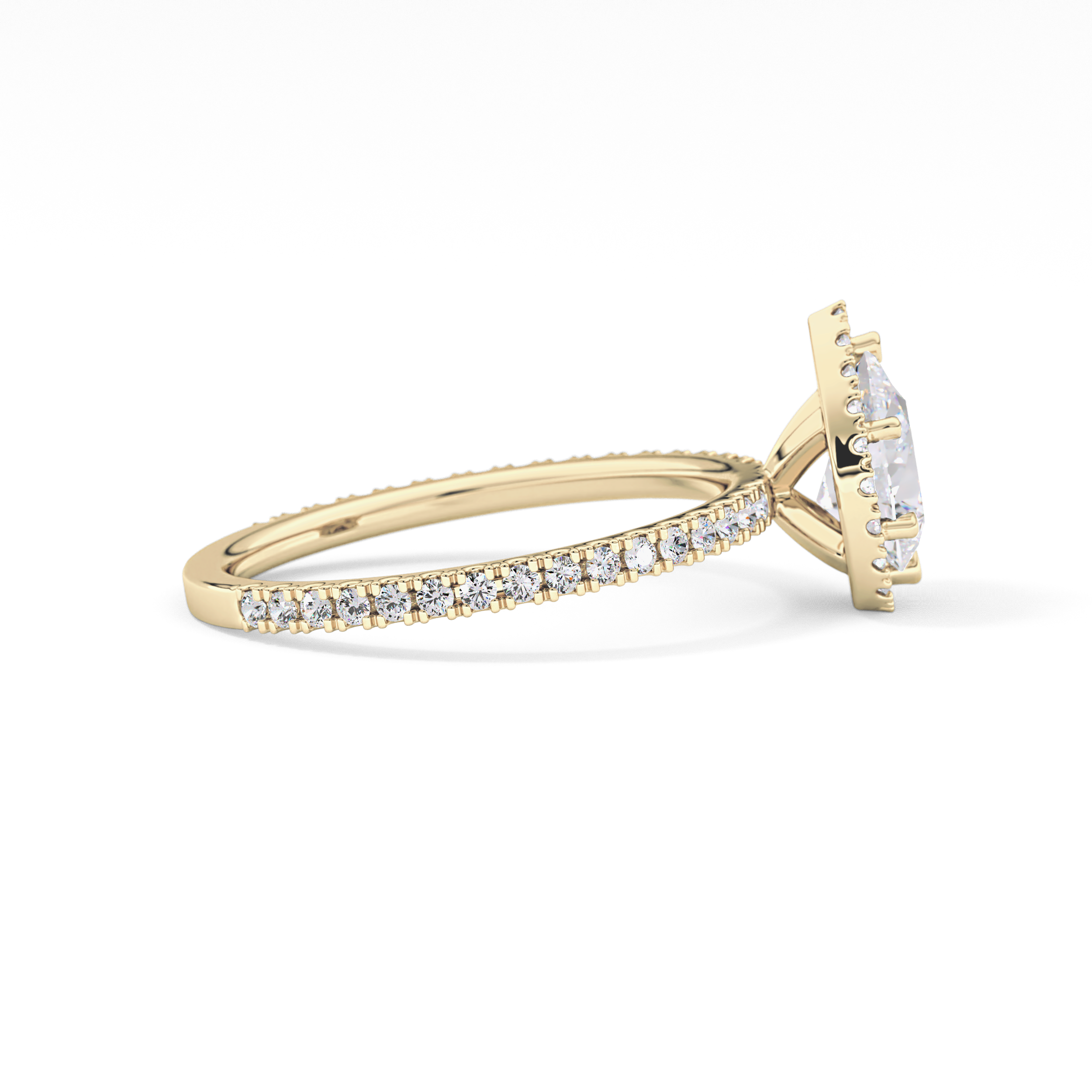 Pear Halo & Pave Lab Grown Diamond Engagement Ring