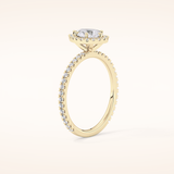0.86 CT Pear Shaped Halo & Pave Moissanite Engagement Ring