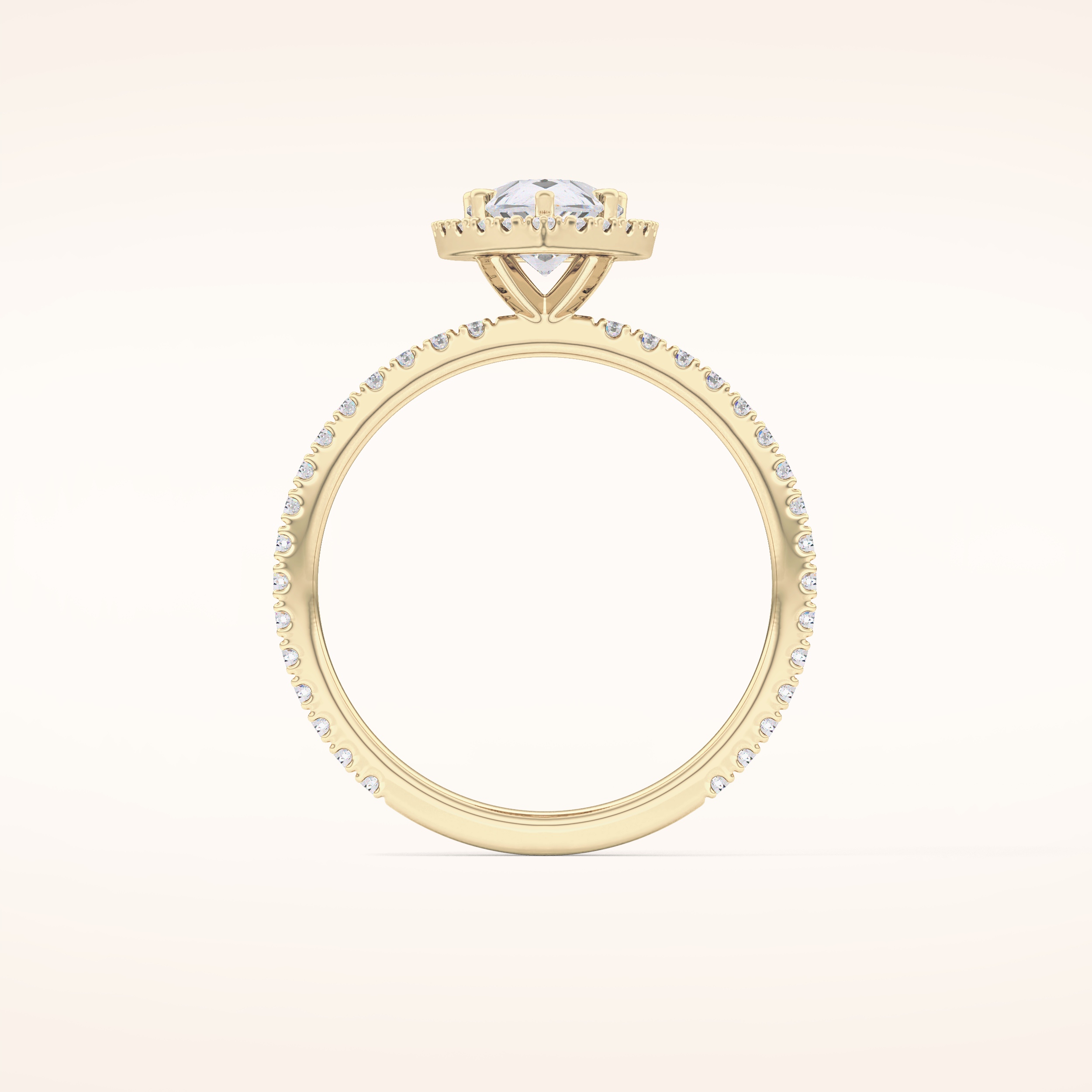 0.86 CT Pear Shaped Halo & Pave Moissanite Engagement Ring