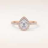 0.86 CT Pear Shaped Halo & Pave Moissanite Engagement Ring