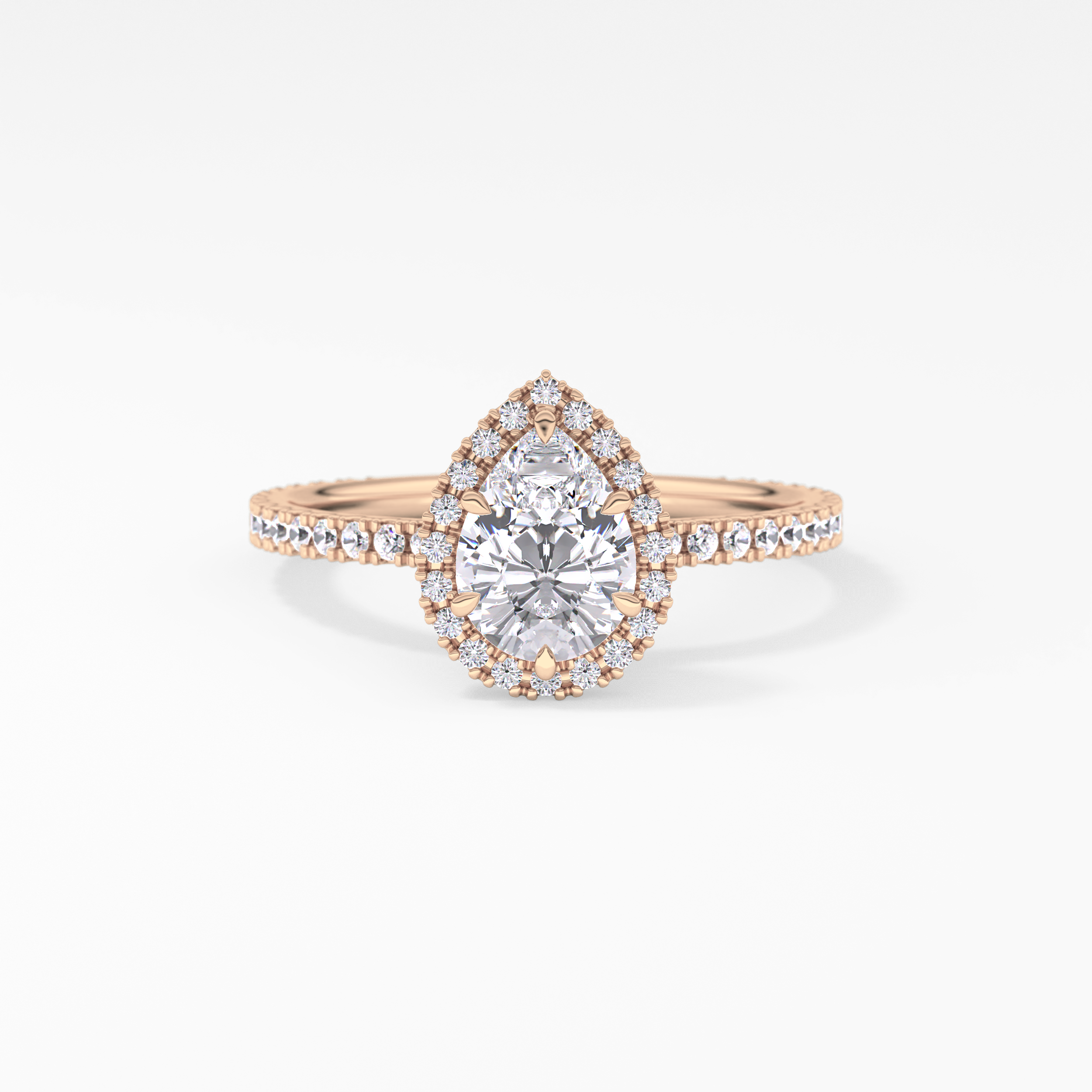 Pear Halo & Pave Lab Grown Diamond Engagement Ring
