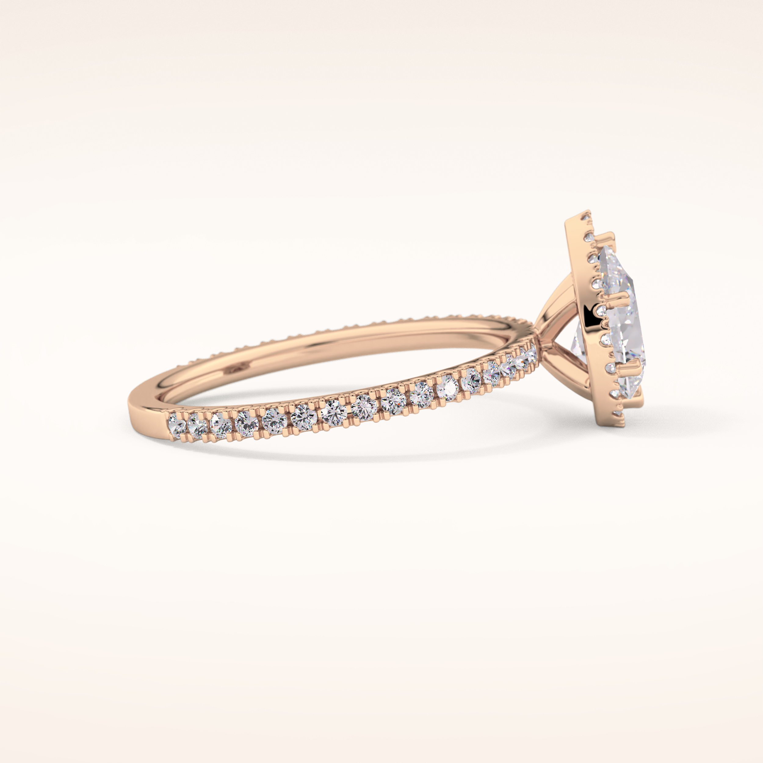 0.86 CT Pear Shaped Halo & Pave Moissanite Engagement Ring