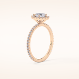 0.86 CT Pear Shaped Halo & Pave Moissanite Engagement Ring