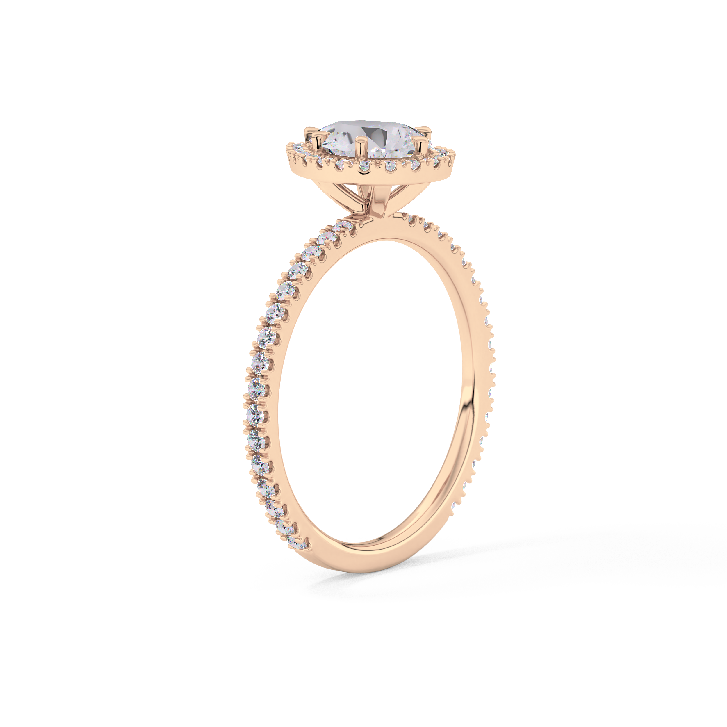 Pear Halo & Pave Lab Grown Diamond Engagement Ring
