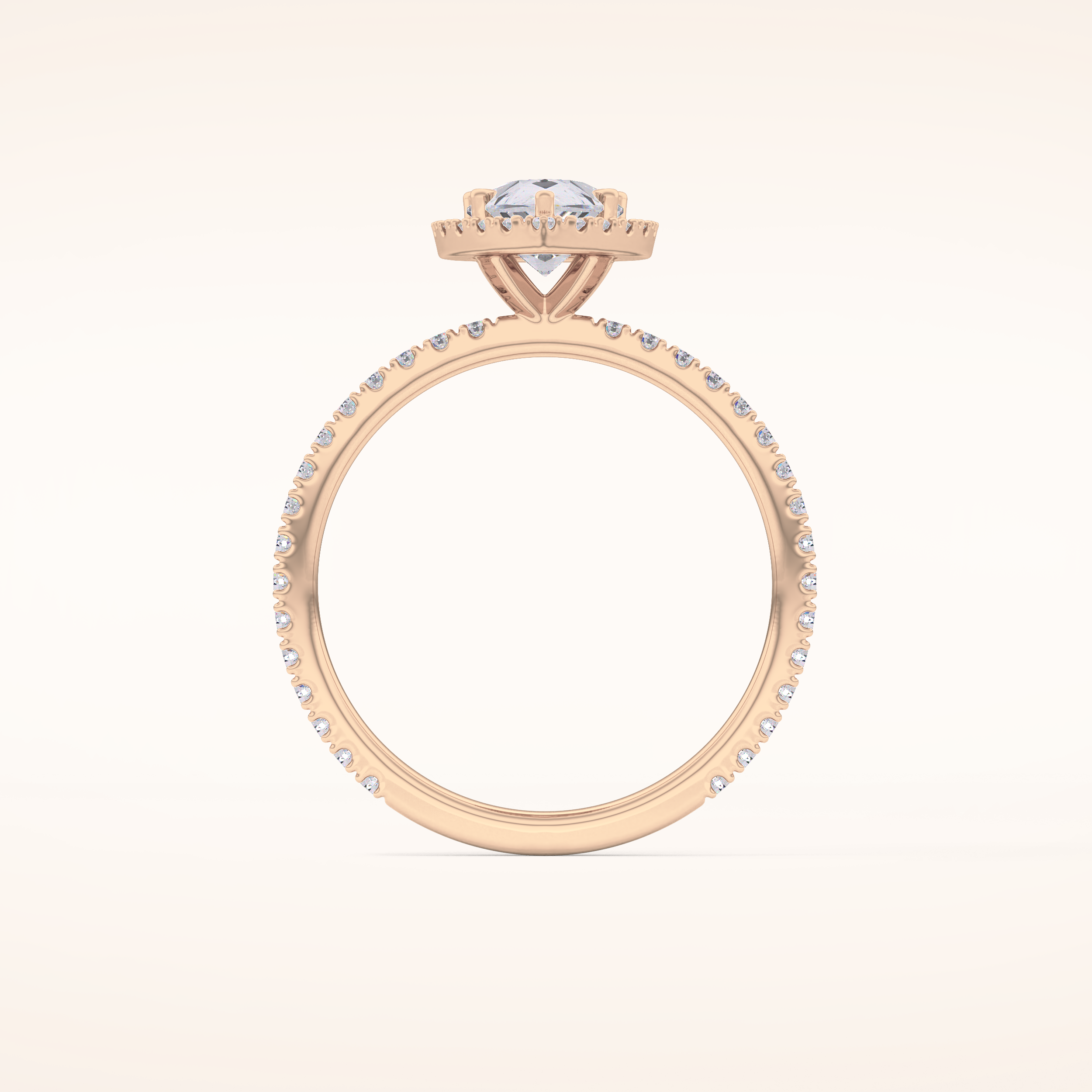 0.86 CT Pear Shaped Halo & Pave Moissanite Engagement Ring