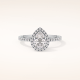 0.86 CT Pear Shaped Halo & Pave Moissanite Engagement Ring