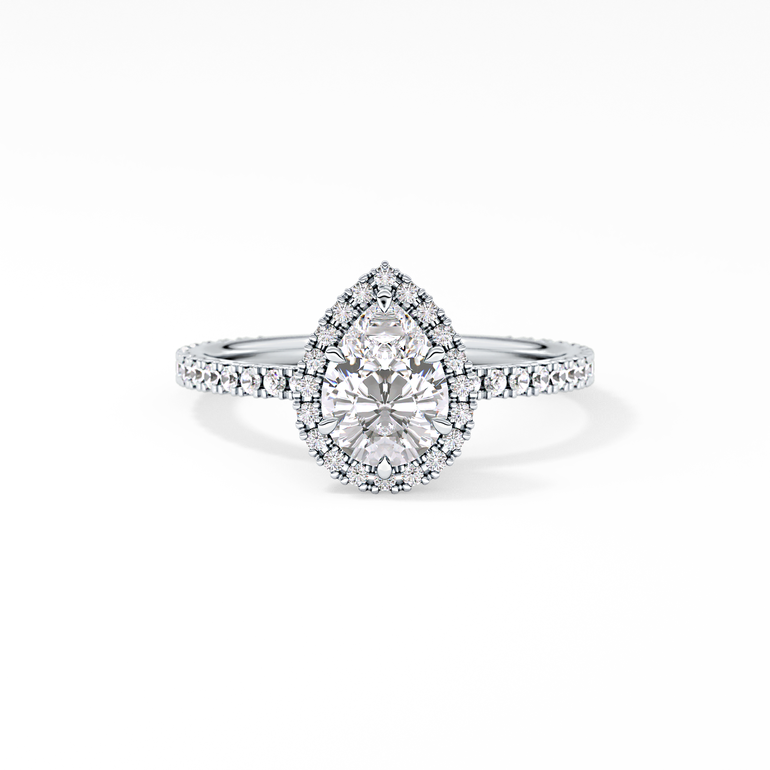 Pear Halo & Pave Lab Grown Diamond Engagement Ring
