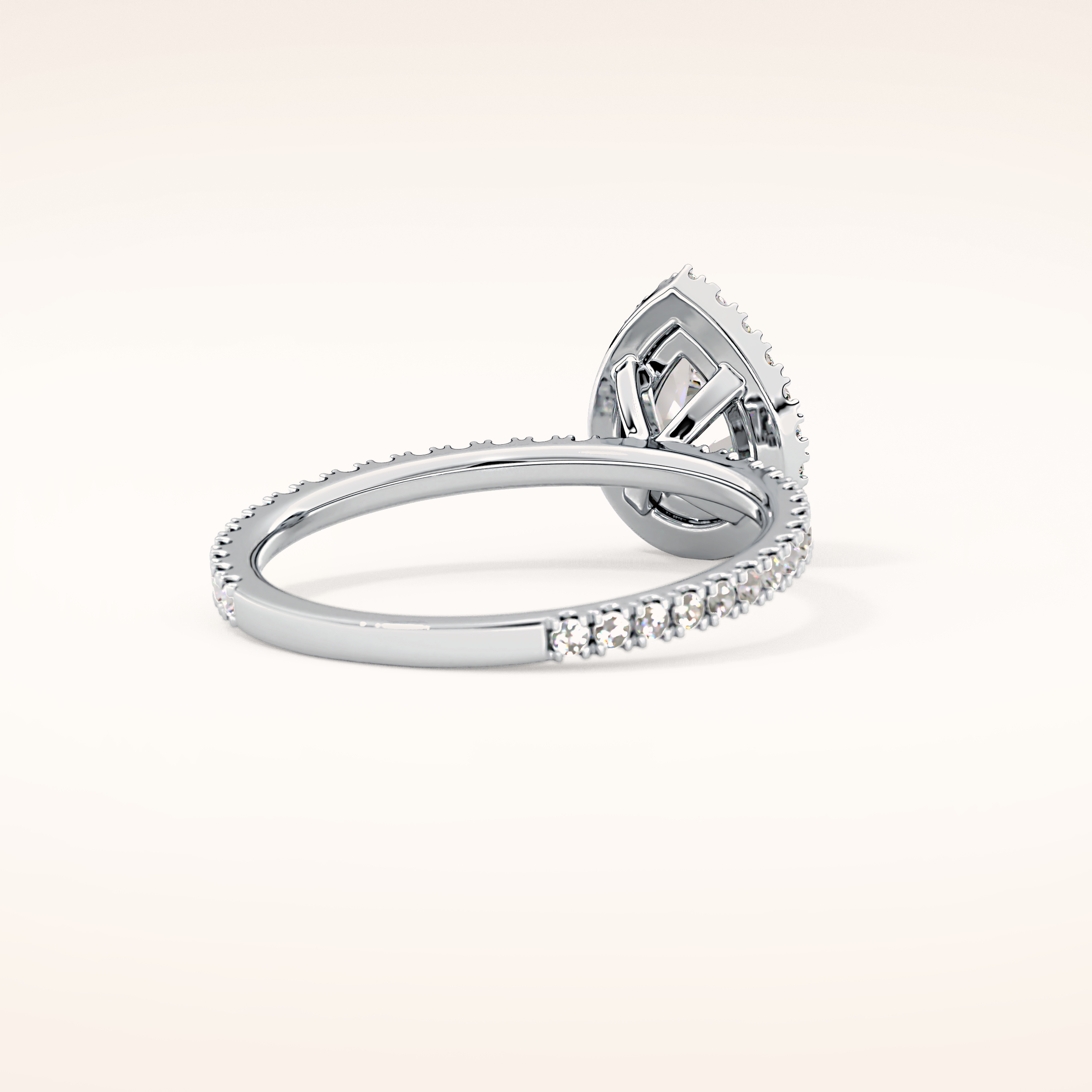 0.86 CT Pear Shaped Halo & Pave Moissanite Engagement Ring