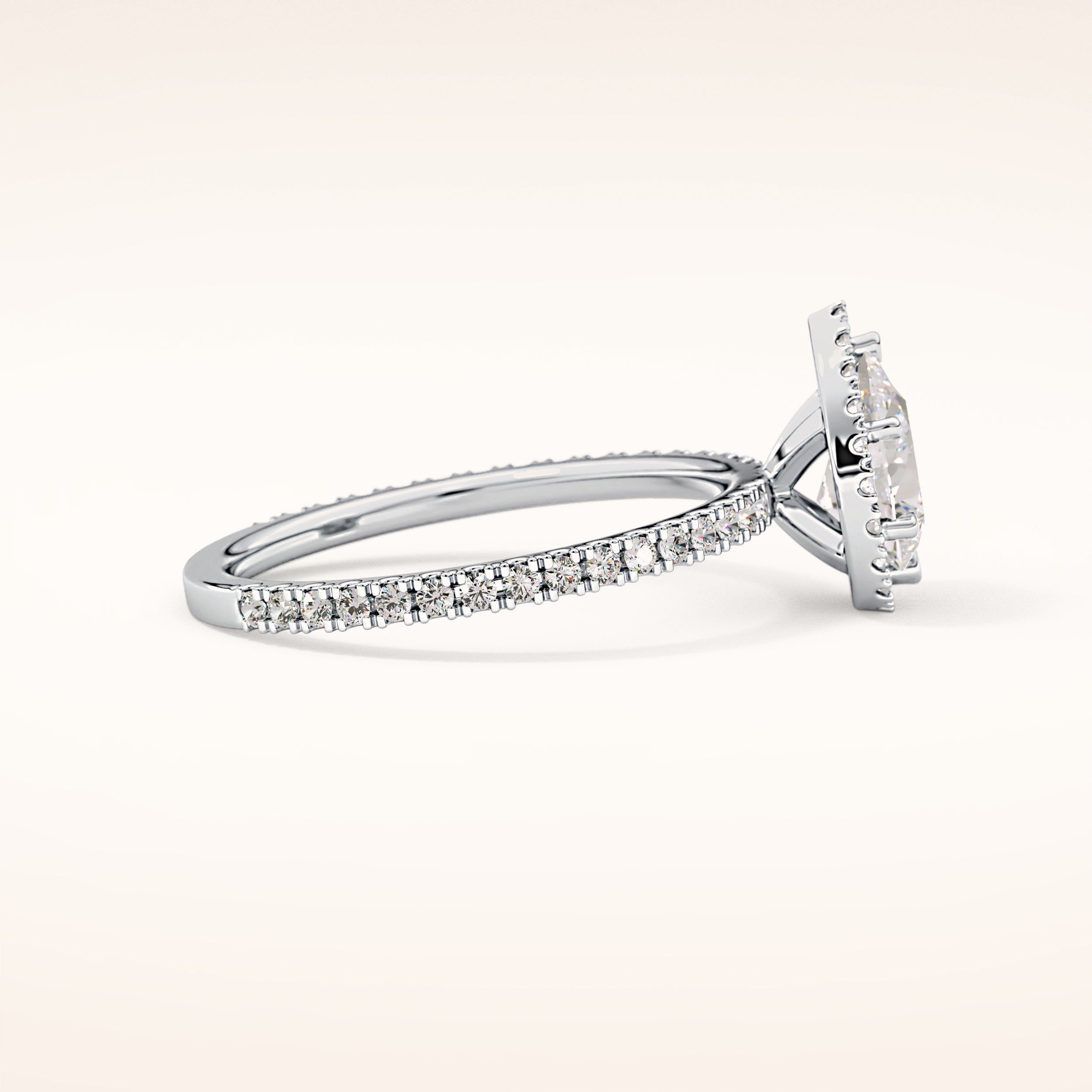 0.86 CT Pear Shaped Halo & Pave Moissanite Engagement Ring