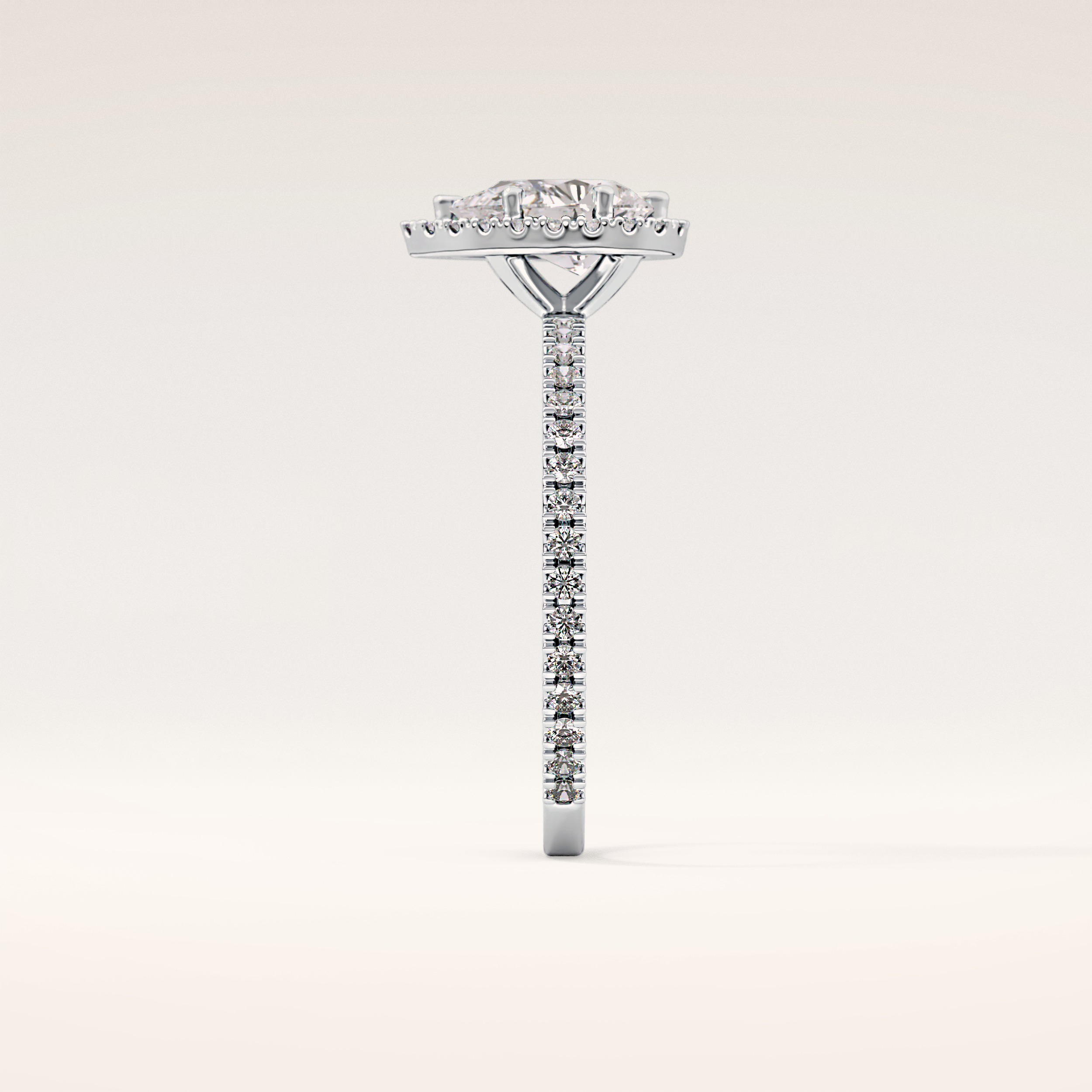 0.86 CT Pear Shaped Halo & Pave Moissanite Engagement Ring